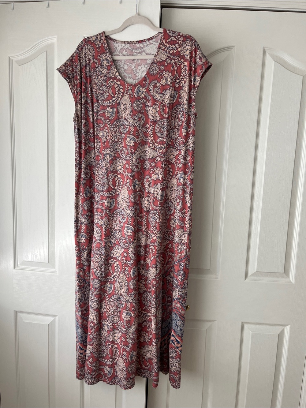 J Jill Paisley Print V-Neck Maxi Dress - Rose (worn once)